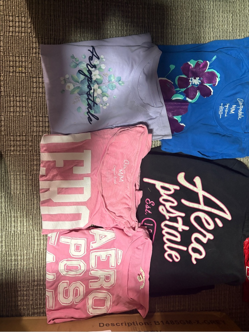 Aeropostale Women’s Graphic Tee Bundle - Pink, Black, Blue, Lavender